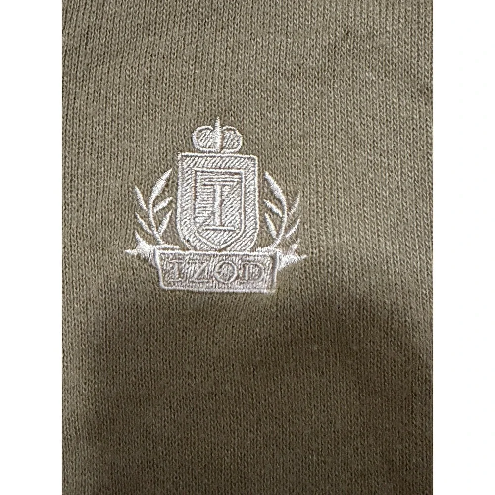 IZOD Vintage Sweater Vest Mens Large Olive V-Neck Crest Made in USA